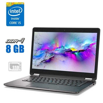 Ультрабук Dell Latitude E7470 / 14" (1920x1080) IPS / Intel Core i5-6200U (2 (4) ядра по 2.3 - 2.8 GHz) / 8 GB DDR4 / 120 GB SSD / Intel HD Graphics 520 / WebCam б/у