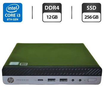 Неттоп HP ProDesk 600 G4 Desktop Mini USFF / Intel Core i3-8100T (4 ядра по 3.1 GHz) / 12 GB DDR4 / 256 GB SSD M.2 / Intel UHD Graphics 630 / Windows 11 Pro б/у