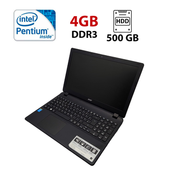 Ноутбук Acer Aspire ES1-512 / 15.6" (1366x768) TN / Intel Pentium N3540 (4 ядра по 2.16 - 2.66 GHz) / 4 GB DDR3 / 500 GB HDD / Intel HD Graphics / WebCam б/у
