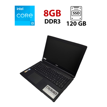Ноутбук Acer Aspire A315 / 15.6" (1366x768) TN / Intel Core i3-7020U (2 (4) ядра по 2.3 GHz) / 8 GB DDR4 / 120 GB SSD / Intel HD Graphics 620 / WebCam б/у