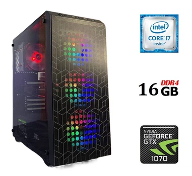 Игровой ПК GTL Tower / Intel Core i7-6700 (4 (8) ядра по 3.4 - 4.0 GHz) / 16 GB DDR4 / 500 GB SSD / nVidia GeForce GTX 1070, 8 GB GDDR5, 256-bit б/у