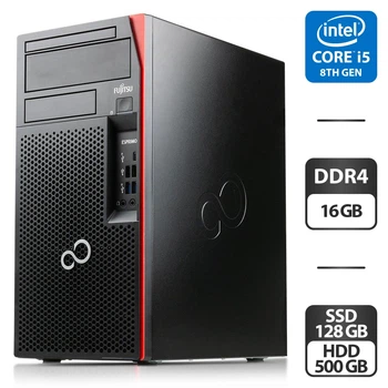 Компьютер Fujitsu Esprimo P758 E85 Tower / Intel Core i5-8400 (6 ядер по 2.8 - 4.0 GHz) / 16 GB DDR4 / 128 GB SSD + 500 GB HDD / Intel UHD Graphics 630 б/у