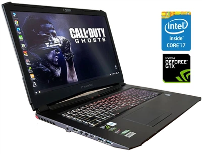 Ігровий ноутбук PowerSpec 1710 / 17.3" (1920x1080) IPS / Intel Core i7-7700HQ (4 (8) ядра по 2.8 - 3.8 GHz) / 16 GB DDR4 / 128 GB SSD M.2 + 1000 GB HDD / nVidia GeForce GTX 1070, 8 GB GDDR5, 256-bit / WebCam б/в