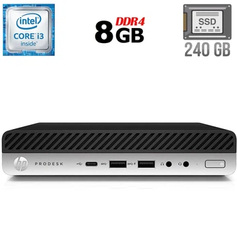 Неттоп HP ProDesk 600 G3 Mini USFF / Intel Core i3-6100T (2 (4) ядра по 3.2 GHz) / 8 GB DDR4 / 240 GB SSD / Intel HD Graphics 530 / DisplayPort б/у
