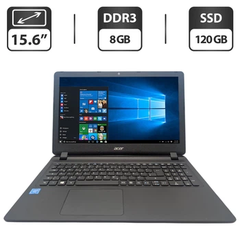 Ноутбук Acer Aspire ES1-533 / 15.6" (1366x768) TN / Intel Celeron N3450 (4 ядра по 1.1 - 2.2 GHz) / 6 GB DDR3 / 120 GB SSD / Intel HD Graphics 500 / WebCam / DVD-ROM б/у