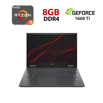 Ігровий ноутбук HP Omen 15-EN0802NO / 15,6" (1920x1080) IPS / AMD Ryzen 5 4600H (6 (12) ядер по 3.0 - 4.0 GHz) / 8 GB DDR4 / 240 GB SSD / nVidia GeForce GTX 1660 Ti, 6 GB GDDR6, 192-bit / WebCam б/в