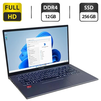 Ультрабук Б-класс Asus VivoBook X412DAP / 14" (1920x1080) TN / AMD Ryzen 3 3250U (2 (4) ядра по 2.6 - 3.5 GHz) / 12 GB DDR4 / 256 GB SSD / AMD Radeon RX Vega 3 Graphics / WebCam / Windows 11 Pro б/у