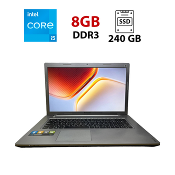 Ноутбук Б-клас Lenovo IdeaPad Z710 / 17.3" (1600x900) TN / Intel Core i5-4200M (2 (4) ядра по 2.5 - 3.1 GHz) / 8 GB DDR3 / 240 GB SSD / nVidia GeForce GT 740M, 2 GB GDDR3, 64-bit / WebCam б/в
