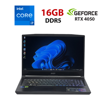 Ігровий ноутбук Б-класу MSI Katana 15 B13VEK-277US / 15.6" (1920x1080) IPS / Intel Core i7-13620H (10 (16) ядер по 3,6 - 4,9 ГГц) / 16 ГБ DDR5 / 960 ГБ SSD / nVidia GeForce RTX 4050, 6 ГБ GDDR6, 96-біт / WebCam б/в