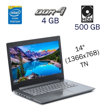 Ноутбук Б класса Lenovo Ideapad 320-14ISK / 14" TN / Intel Pentium N4200 (4 ядра по 1.1-2.5GHz) / 4GB DDR4 / 500GB HDD / AMD Radeon 530, 2GB DDR3, 64-bit / WebCam б/у