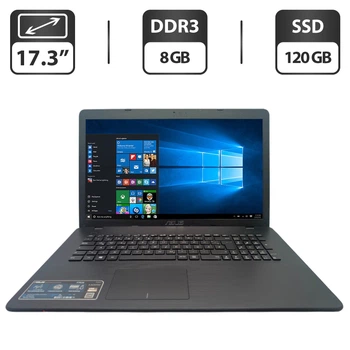 Ноутбук Asus F751S / 17.3” (1600x900) TN / Intel Celeron N3060 (2 ядра по 1.6 - 2.4 GHz) / 8 GB DDR3 / 120 GB SSD / Intel HD Graphics / WebCam / DVD-ROM б/у