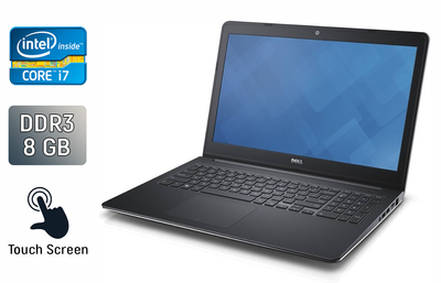Ноутбук Б-клас Dell Inspiron 15-5547 / 15.6" (1366x768) TN Touch / Intel Core i7-4510U (2 (4) ядра по 2.0 - 3.1 GHz) / 8 GB DDR3 / 240 GB SSD / Intel HD Graphics 4400 / WebCam / Windows 10 б/в