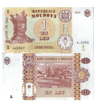 Банкнота 1 лєй Молдова 2015 рік UNC