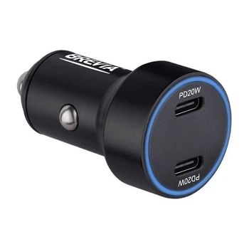 Автозаряджання BREVIA ePower DualCharge Display 40 W два USB-C чорна для авто (46040DCLB)