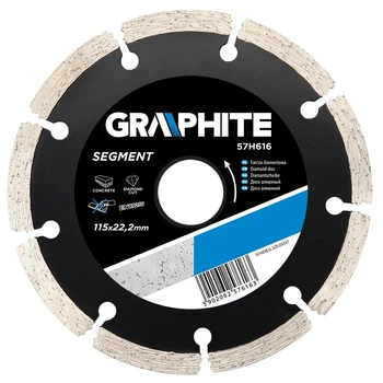 Диск алмазний GRAPHITE, сегментовиний, висота сегменту 8мм, 115х 22.2мм (00124224)