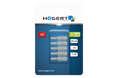 Набор коротких бит HEX 3 мм 25 мм 2 штуки Hogert (HT1S347)