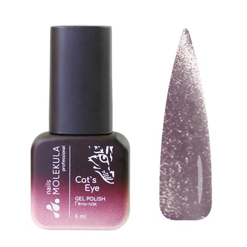 Гель-лак Nails Molekula 9D Cats Eye 918 ніжний ліловий зі сріблястим відблиском 6 мл