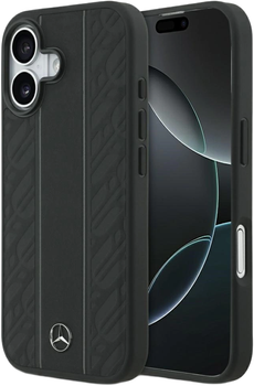 Etui Mercedes Leather Laurel Leaves Stripes MagSafe do Apple iPhone 17 Black (MEHMP17S25RLDLKH)