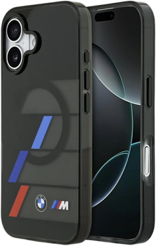 Etui BMW M IML Metal Buttons Tricolor Lines MagSafe do Apple iPhone 17 Black (BMHMP17S25HTTRIK)