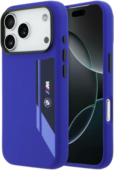 Etui BMW M Silicon Vertical Logo MagSafe do Apple iPhone 17 Pro Navy (BMHMP17L25SDBSV)