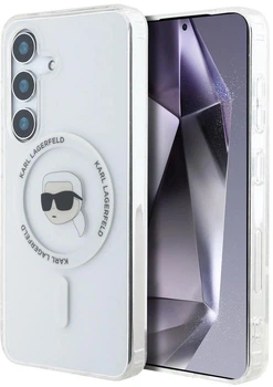 Etui Karl Lagerfeld  Button Karl Head Printed Logo MagSafe do Samsung Galaxy S25 White (3666339450014)