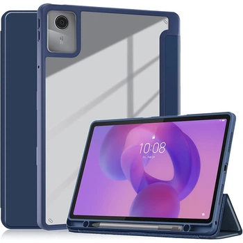 Чехол Tri-fold Clear Acrylic Lenovo Idea Tab 11" TB336FU, ZU / Tab K11 2nd Gen / Xiaoxin Pad 2025 с местом для стилуса Темно-синий