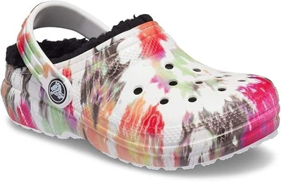 Кроксы детские утепленные Crocs Classic Kids Lined Tie Dye Black/Multi 34