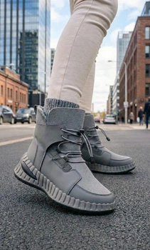 Ботинки женские No brand С416 зимние серые 39 24.5 см