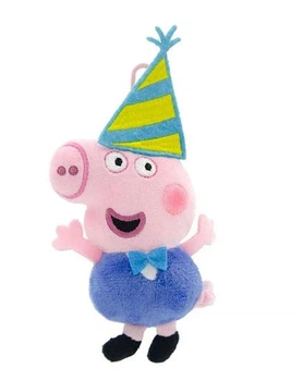 Плюшевая игрушка Брелок-игрушка Свинка Джордж в колпаке 11 см Peppa из семьи Пеппа с голограммой Синий
