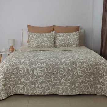 Покрывало плед ТЕП ELEGANT COTTON Beige and White 220×240 см евро, хлопок, стеганое, мягкое, Oeko-Tex 100 г/м² (4-04578_32778)
