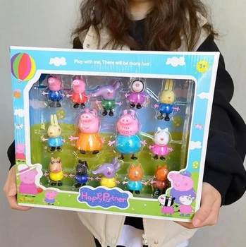 Набор фигурок Свинка Пеппа / Peppa Pig 14 шт – игрушечные персонажи для детей, коллекционные фигуры Peppa Pig Happy Partner