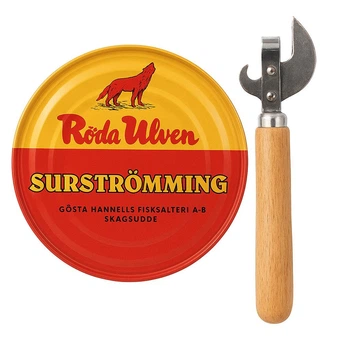Сюрстрьомінг набір Surstromming Röda Ulven 400г банка (ферментований оселедець Surströmming сюрстремінг) (22259)