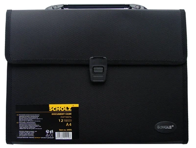 Портфель 12 отд., А4 "SCHOLZ"/10501/ черный (1/10)