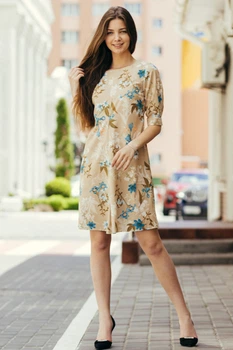 Жіноча сукня з зустрічною складкою LadyLike 50 Бежевий (ll2125115689440)