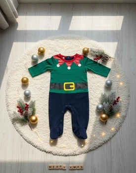 Дитячий новорічний комбінезон-сліпер "Різдвяний Ельф" Baby 74 темно-синій