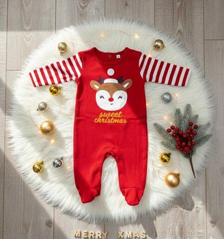 Дитячий новорічний комбінезон-сліпер "Sweet Christmas Оленя" Baby 62 Червоний
