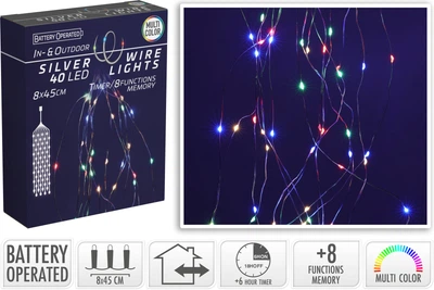 Світлодіодна гірлянда-каскад Christmas Decoration 40 LED 8 гілок по 5 LED (8 функцій) на батарейках RGB (AX9732600)