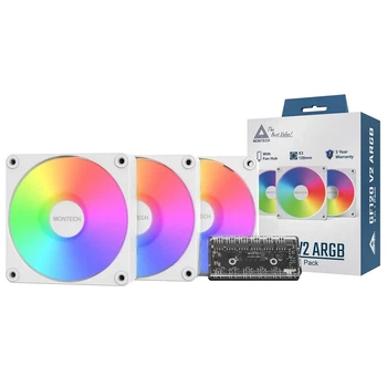 Набор из трех вентиляторов Montech GF120 V2 ARGB PWM 120MM 3 IN 1 (W)