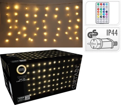 Гірлянда-бахрома Christmas Decoration 240 LED 6х0.6 м 220V пульт ДУ Теплий білий (AGB000550)
