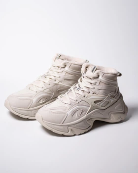 Женские зимние кроссовки с мехом Xtep Retro Shoes 976418370052-5 39 24.5 см Beige Grey бежевые с серым (11210126)