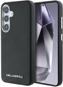 Etui Karl Lagerfeld Saffiano Full Wrapped Elongated Metal Logo MagSafe do Samsung Galaxy S25 Black (3666339450236)