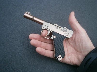 Запальничка пістолет міні Luger Parabellum "Люгер Парабелум" турбо газова металева 14 см X 9,5 см .