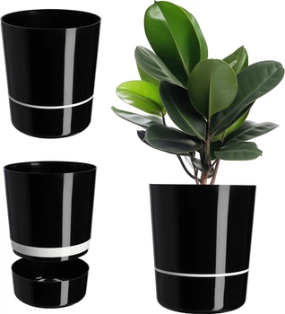 Doniczka na kwiaty okrągła Kadax Chisa 29 cm Czarna (K1196)