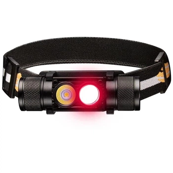 Налобный фонарь Sofirn H25LR с перезаряжаемой батареей, мощный, с высоким индексом цветопередачи (CRI) 90, ярким белым светом и глубоким красным светом Black