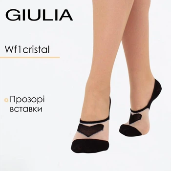 Підслідники жіночі з прозорими вставками та візерунком "Серце" Giulia WF1 CRISTAL 004 36/38 Black-black, Підслідники жіночі