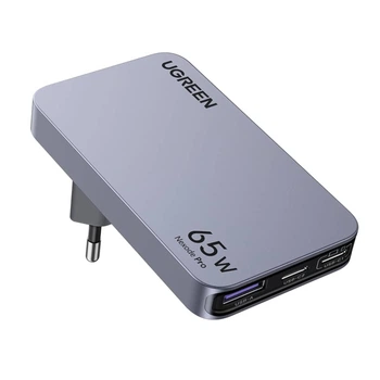 Зарядное устройство Ugreen Nexode Pro X753 2xUSB-C + USB-A 65W GaN PD3.0 QC4.0+ PPS EU/US/UK Серый (25356)