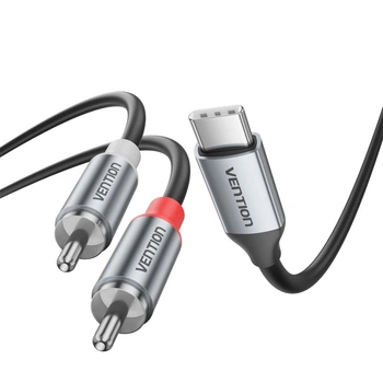 Аудиокабель Vention USB-C - 2RCA 1 м чип DAC, Hi-Fi стерео Серый (BILHF)