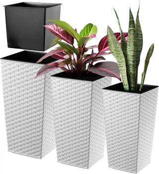 Donice na kwiaty z wkładem Kadax Pesaro K8054 19 cm + 25 cm + 30 cm Białe