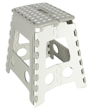 Stołek KIK składany antypoślizgowy wysoki 39 cm Jasnoszary (5903039742185)