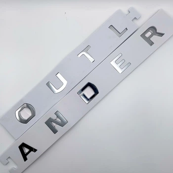 Эмблема надпись Outlander на капот Mitsubishi (ABS, хром, глянец) 53,0*2,3 см